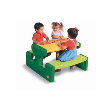 Little Tikes - Masa de picnic pentru 6 copii, Verde , Galben