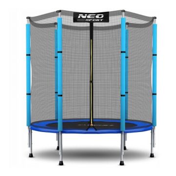 Trambulina, Neo-Sport, Pentru copii, 140 cm / 4,5 ft, cu plasa exterioara, greutate maxima 50 kg, Blue