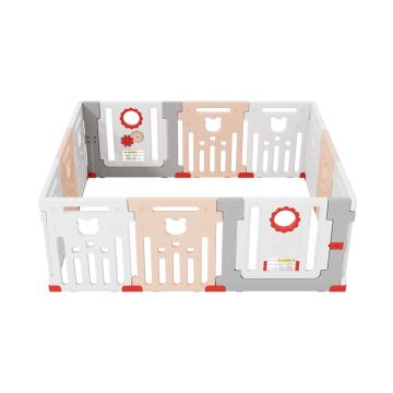 Gardulet loc de joaca Nichiduta Garden Mouse Roz Modular, Margini rotunjite, Pliabil, Poarta de acces cu sistem de inchidere, 183 x 157 cm