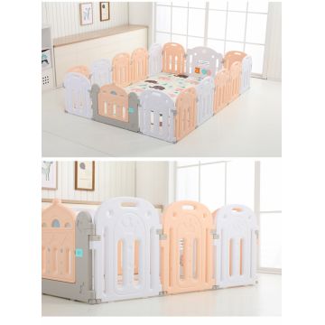 Gardulet loc de joaca Nichiduta Garden Crown PinkWhite pliabil, modular, poarta cu mecanism de inchidere