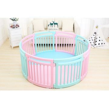 Gardulet loc de joaca Nichiduta Garden Round Play Yard Pink interiorexterior cu margini rotunjite si salteluta inclusa, diametru 150 cm