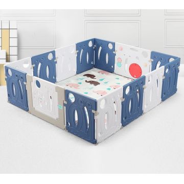 Gardulet loc de joaca NIchiduta Garden Snail NavyWhite pliabil, modular, poarta cu mecanism de inchidere