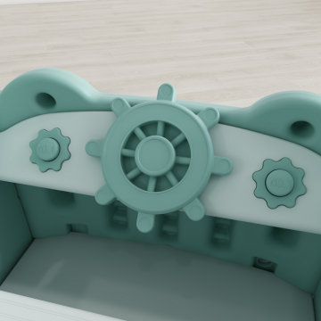 Spatiu de joaca 3 in 1 Nichiduta Garden Happy Bus Green cu tobogan, cos de baschet, 190 x 210 x 116 cm