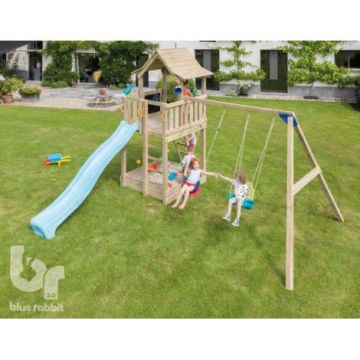 Spatiu De Joaca Blue Rabbit Pagoda cu tobogan si Swing Modul