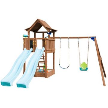Spatiu de Joaca Pagoda cu doua tobogane si leagane BlueRabbit 2.0