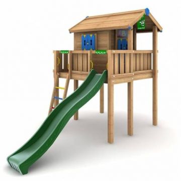 Spatiu de joaca Playhouse si platform XL cu tobogan 3 m JungleGym