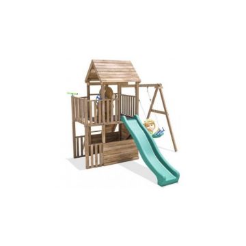 Complex de joaca BalconyFort Single Swing, tobogan verde, Dunster House