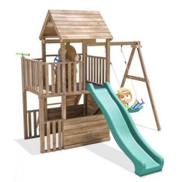 Complex de joaca BalconyFort ™ Single Swing, tobogan verde, Dunster House