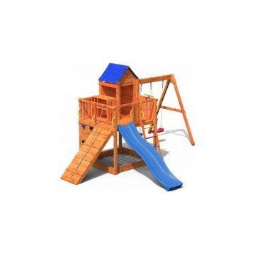 Complex de joaca din lemn Fungoo Treehouse 7in1, 495 x 443 x 272cm, tobogan 2.2m