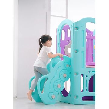 Complex de joaca Nichiduta GardenNo2 compus din 2 turnulete interconectate prin tunel cilindric orizontal, cu tobogan si scara, design modular, dimensiune 200 x 145 x 280 cm