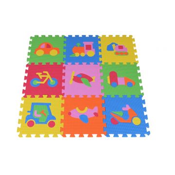 Covoras puzzle colorat, 9 piese, Knorr Toys, din spuma moale EVA, 30 x 30 cm, Trafic
