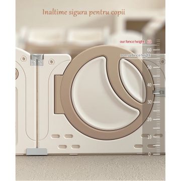 Gardulet loc de joaca copii interiorexterior Nichiduta Garden 160x160 cm cu poarta de siguranta,joc cu inele,covoras din spuma 1cm grosime,100bile color,cos de baschet si mingie inclusa Moon Coffee