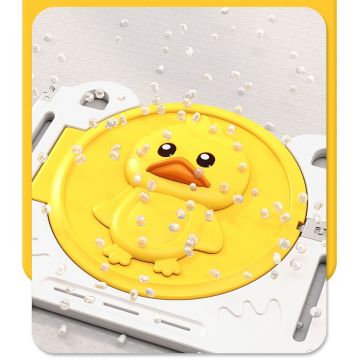 Gardulet loc de joaca Nichiduta Garden Duck Yellow Pliabil, Margini rotunjite, Poarta de siguranta cu sistem blocare, Covoras din spuma 235x161 cm si 120 bile
