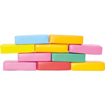 Set 10 caramizi din spuma cu huse detasabile,24x12x6 cm, cu certificat Oeko-Tex, cresa si gradinita