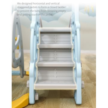 Spatiu de joaca 3in1 Nichiduta Garden Astronaut Blue cu tobogan, leagan cu bara de protectie detasabila, jucarie muzicala, cos de baschet si minge inclusa