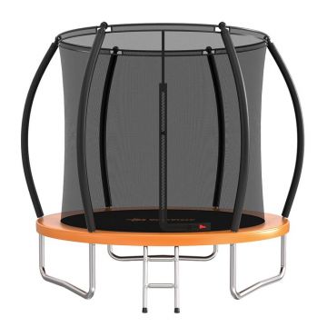 Trambulina, Bebe Stars, Pentru copii, 245 cm, Cu plasa interioara si scara, Cadru galvanizat, 3 ani+, Conform cu EN 71-14:2018 CE, Negru