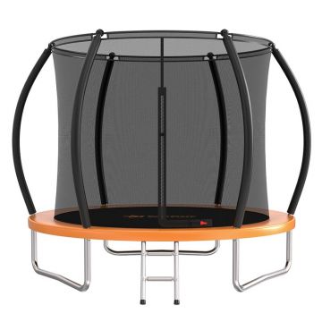Trambulina, Bebe Stars, Pentru copii, 305 cm, Cu plasa interioara si scara, Cadru galvanizat, 3 ani+, Conform cu EN 71-14:2018 CE, Negru