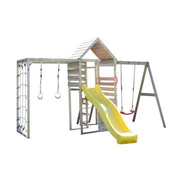 Turn de joaca cu 2 platforme, Wendi Toys, panou de catarare, tobogan, leagan si modul de gimnastica
