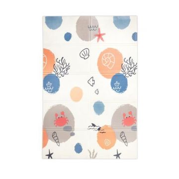 Covoras de joaca termic, Lorelli, din spuma XPE, design cu doua fete, pliabil, impermeabil, 120 x 180 cm, Ocean and Stars
